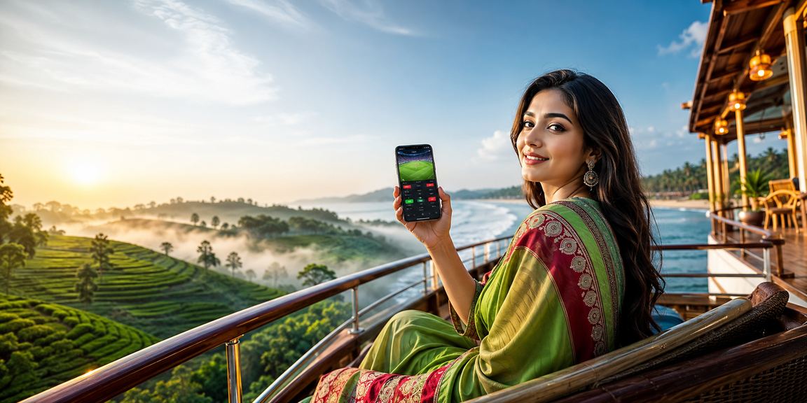 কক্সবাজারের চা-বাগানে মোবাইলে ক্যাসিনো গেম উপভোগ করছেন একজন ব্যবহারকারী